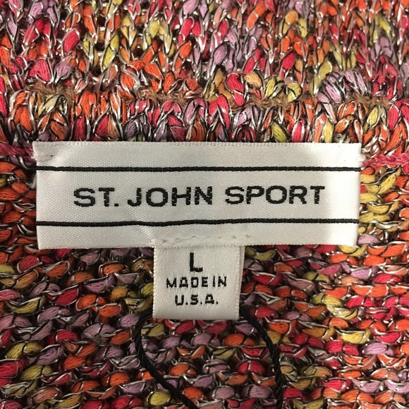 ST JOHN SPORT 2006 Light Paprika Multi Cotton Viscose Chunky Knit Tank Top Large - Picture 5 of 6